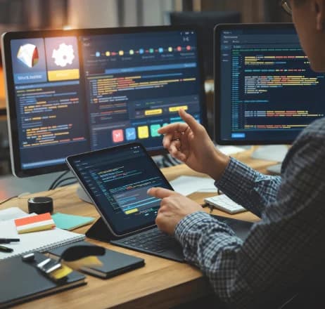 Custom software development dashboard showing analytics