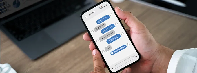 Messaging interface showing real-time chat and notifications