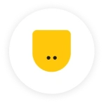 Yellow square with two dots logo